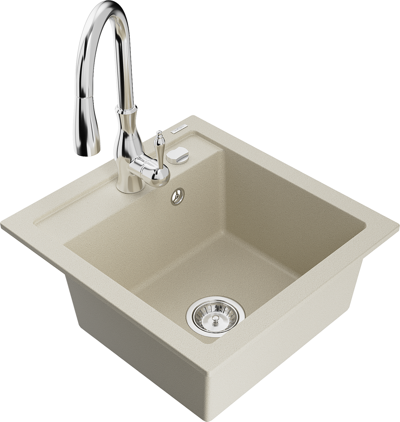 Mexen Vito 1-Becken-Granit-Spüle mit Mischbatterie Savita, Beige - 6503-69-672601-00