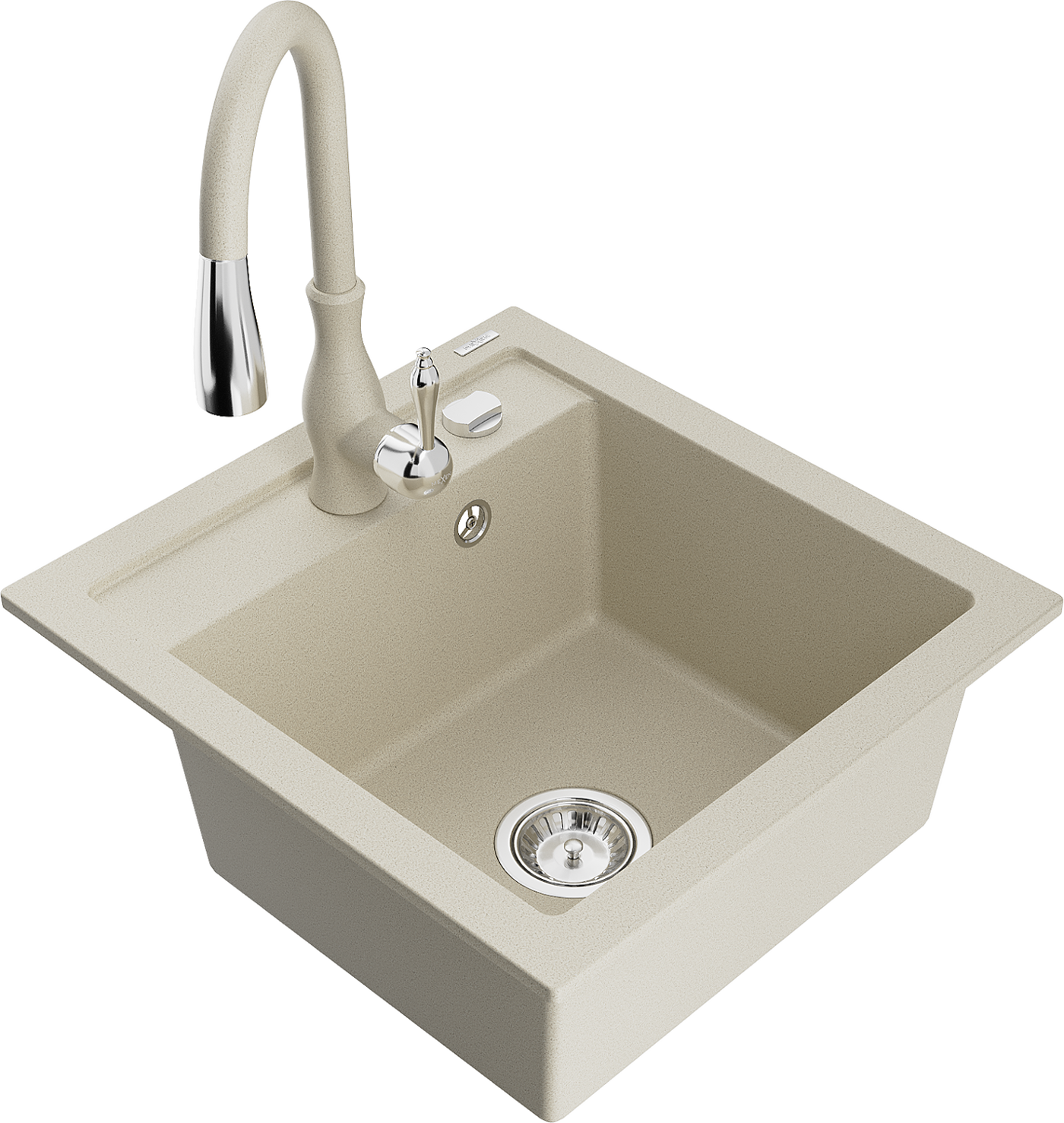 Mexen Vito 1-Becken-Granit-Spüle mit Mischbatterie Savita, Beige - 6503-69-672601-69