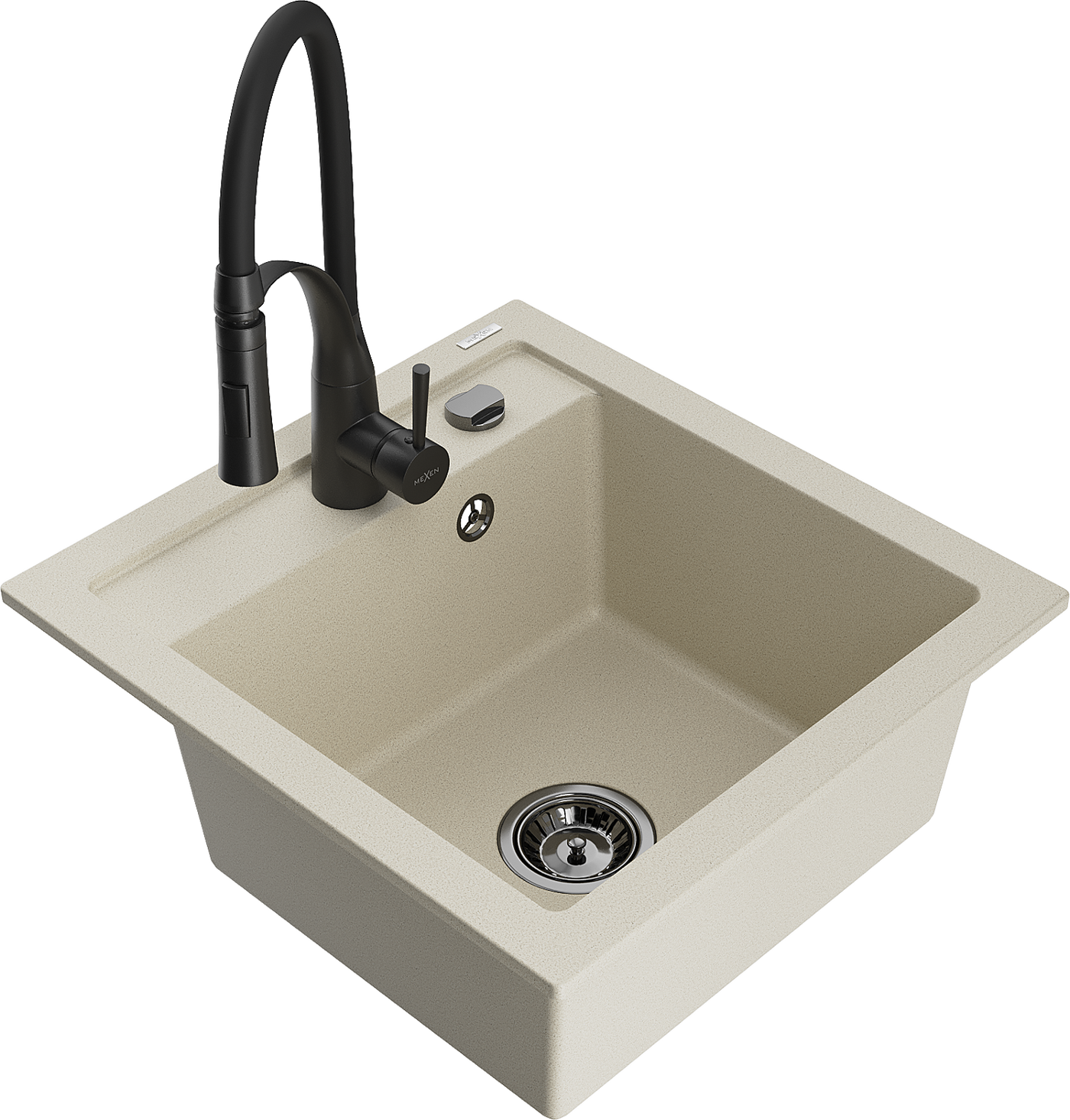 Mexen Vito 1-Becken-Granit-Spüle mit Mischbatterie Aster, Beige - 6503-69-73450-70-B