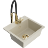 Mexen Milo 1-Becken-Granit-Spüle mit Mischbatterie Aster, Beige - 6505-69-73450-57-G