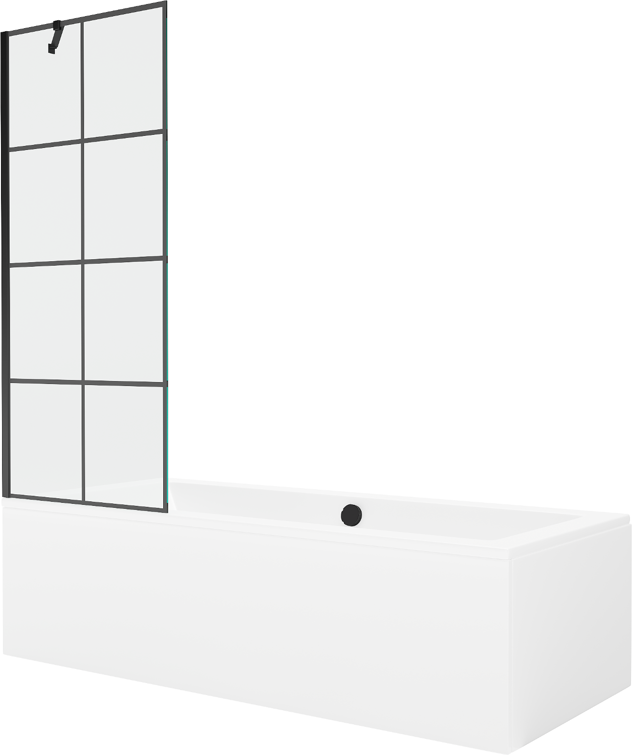 Mexen Cube rechteckige Badewanne 170 x 80 cm mit Verkleidung und 1-flügliger Duschabtrennung 70 cm, Schwarzes Design - 550517080