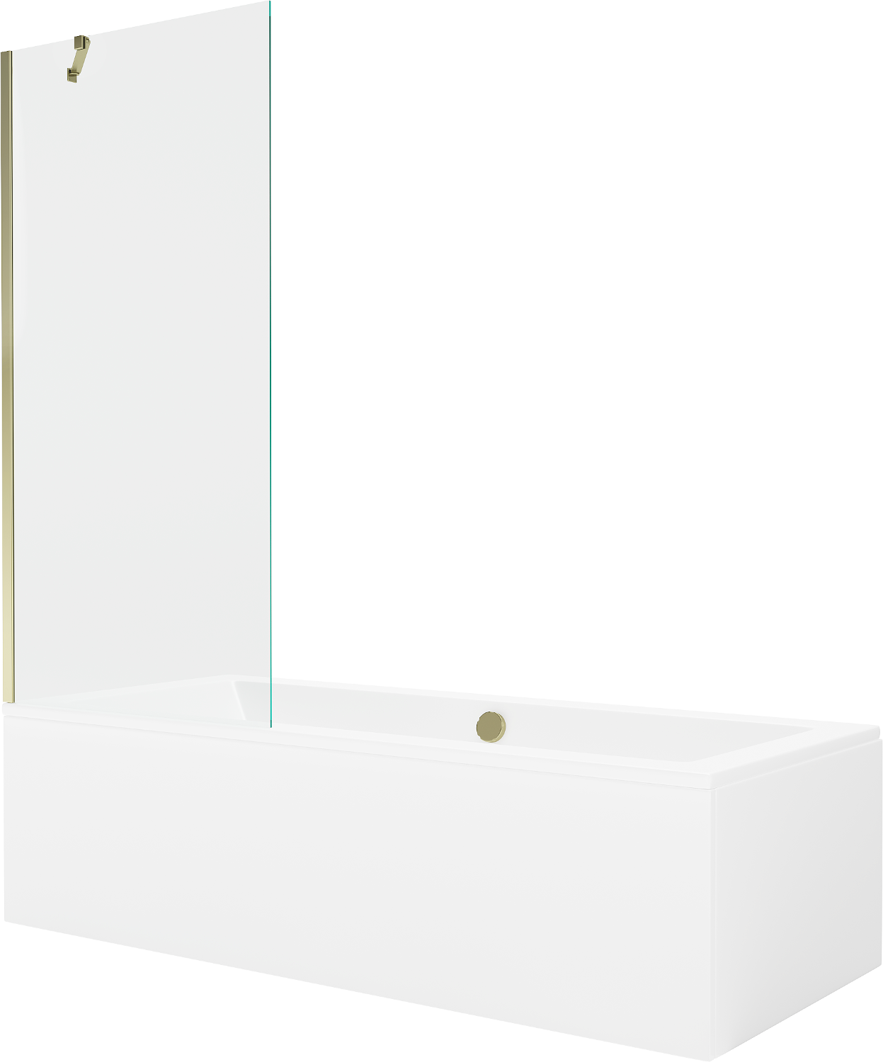 Mexen Cube rechteckige Badewanne 170 x 80 cm mit Verkleidung und 1-flügliger Duschabtrennung 80 cm, transparent, gold - 55051708