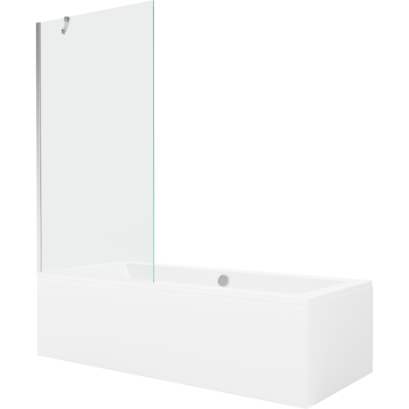 Mexen Cube rechteckige Badewanne 170 x 80 cm mit Verkleidung und 1-flügliger Duschabtrennung 90 cm, transparent, chrom - 5505170