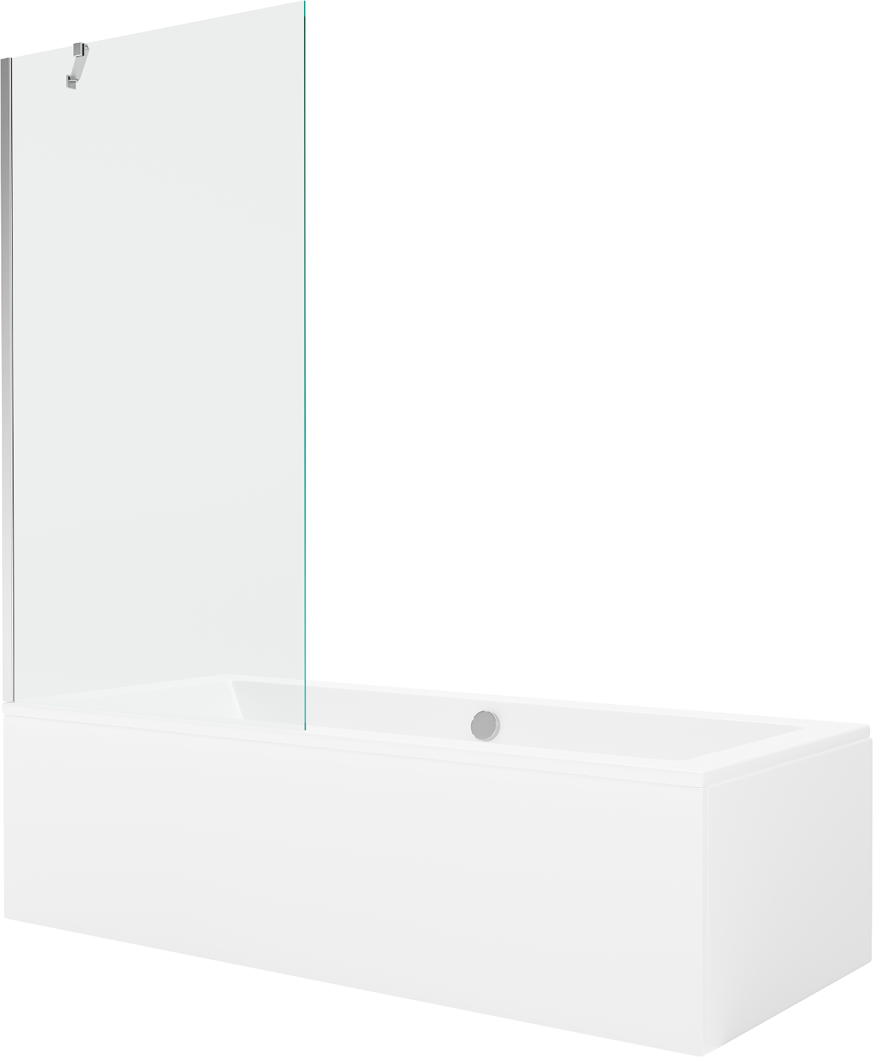 Mexen Cube rechteckige Badewanne 170 x 80 cm mit Verkleidung und 1-flügliger Duschabtrennung 90 cm, transparent, chrom - 5505170