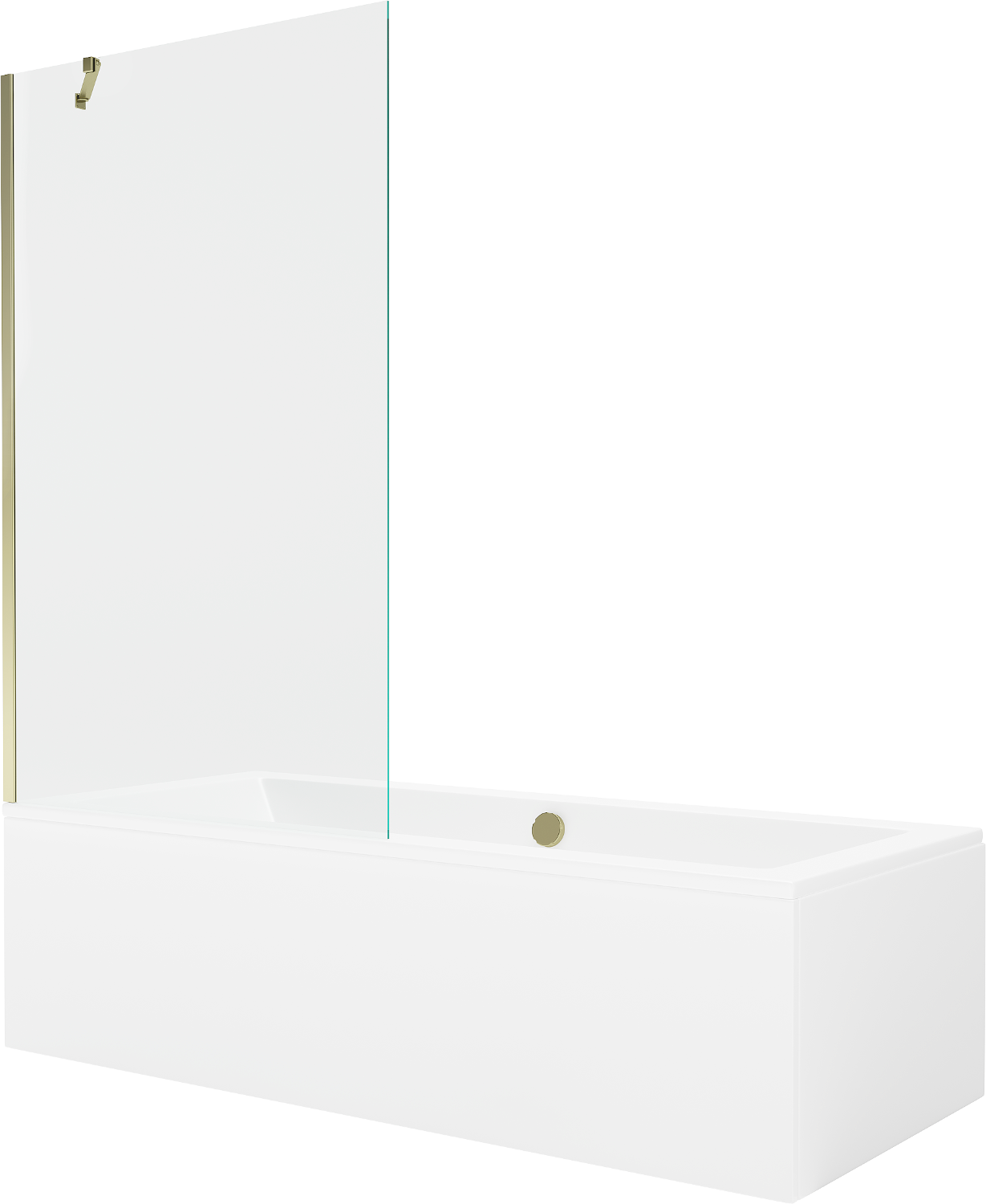 Mexen Cube rechteckige Badewanne 170 x 80 cm mit Verkleidung und 1-flügliger Duschabtrennung 100 cm, transparent, gold - 5505170