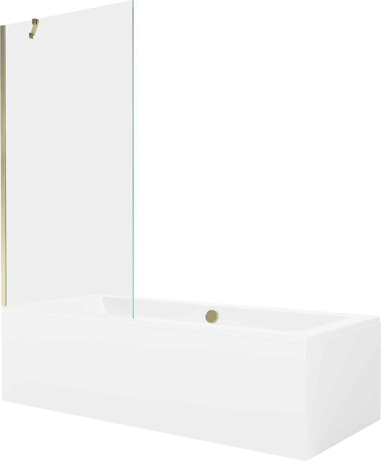 Mexen Cube rechteckige Badewanne 180 x 80 cm mit Verkleidung und 1-flügliger Duschabtrennung 90 cm, transparent, gold - 55051808