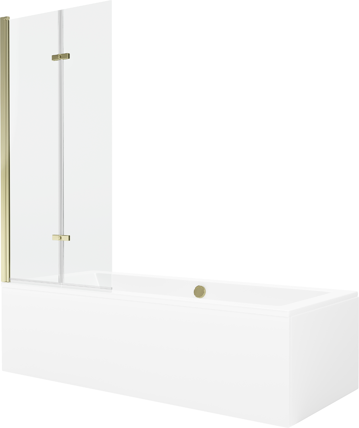 Mexen Cube Rechteckige Badewanne 170 x 80 cm mit Verkleidung und 2-flügeliger Blende 80 cm, transparent, gold - 550517080X920802