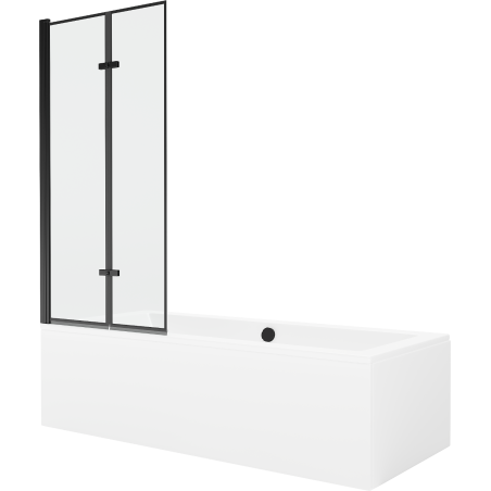 Mexen Cube Rechteckige Badewanne 170 x 80 cm mit Verkleidung und 2-flügeliger Blende 80 cm, Schwarzes Design - 550517080X9208027