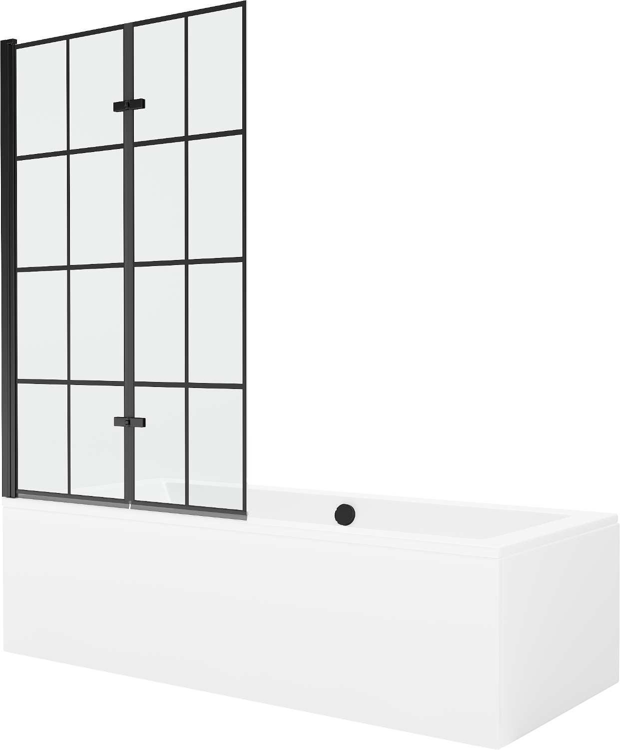 `Mexen Cube Rechteckige Badewanne 180 x 80 cm mit Verkleidung und 2-flügeliger Blende 100 cm, Schwarzes Design - 550518080X92100