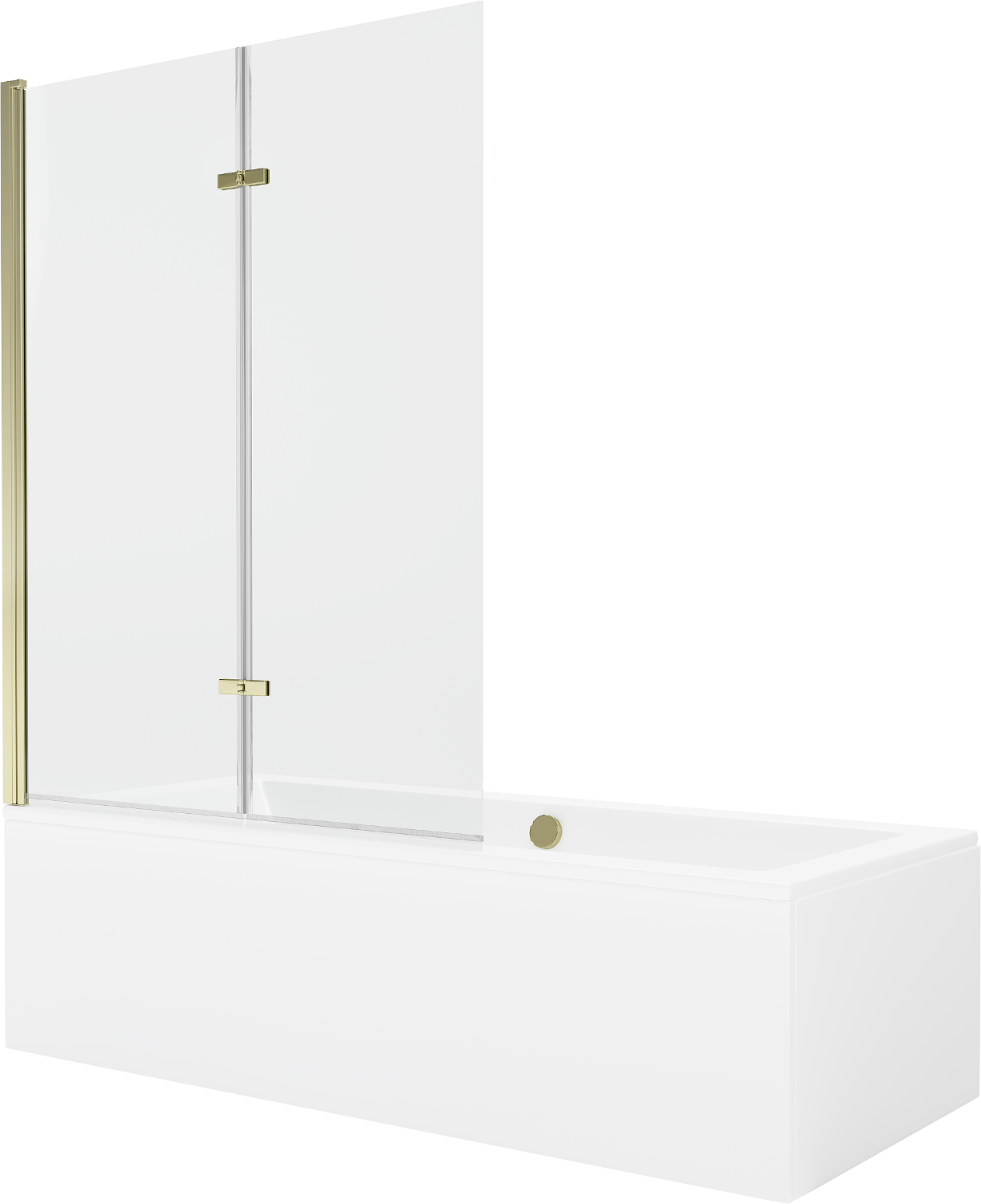 Mexen Cube Rechteckige Badewanne 180 x 80 cm mit Verkleidung und 2-flügeliger Blende 120 cm, transparent, gold - 550518080X92120