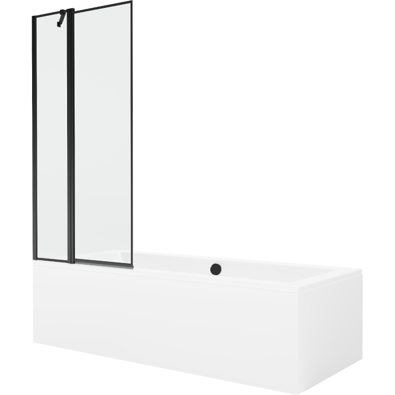 Mexen Cube rechteckige Badewanne 180 x 80 cm mit Verkleidung und 1-flügliger Duschabtrennung 80 cm, Schwarzes Design - 550518080