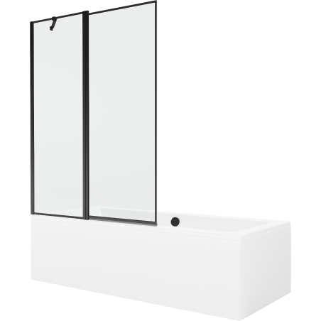 Mexen Cube rechteckige Badewanne 180 x 80 cm mit Verkleidung und 1-flügliger Duschabtrennung 120 cm, Schwarzes Design - 55051808