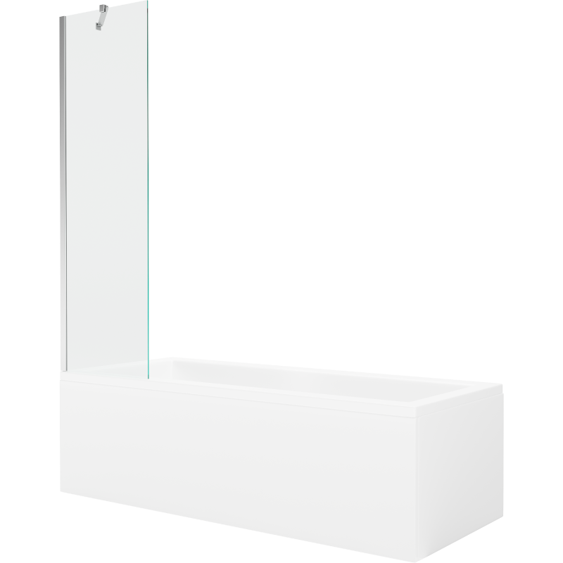 Mexen Cubik rechteckige Badewanne 150 x 70 cm mit Verkleidung und 1-flügliger Duschabtrennung 50 cm, transparent, chrom - 550315