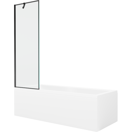 Mexen Cubik rechteckige Badewanne 150 x 70 cm mit Verkleidung und 1-flügliger Duschabtrennung 60 cm, Schwarzes Design - 55031507