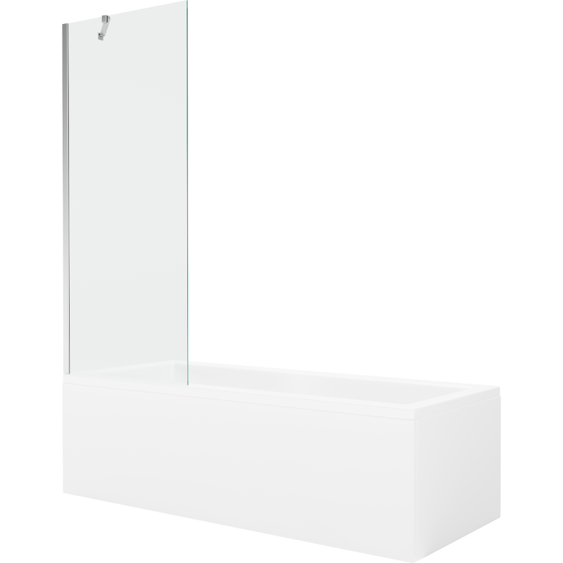 Mexen Cubik rechteckige Badewanne 150 x 70 cm mit Verkleidung und 1-flügliger Duschabtrennung 70 cm, transparent, chrom - 550315