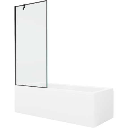 Mexen Cubik rechteckige Badewanne 150 x 70 cm mit Verkleidung und 1-flügliger Duschabtrennung 80 cm, Schwarzes Design - 55031507