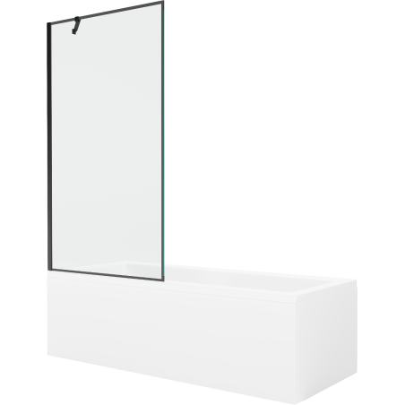 Mexen Cubik rechteckige Badewanne 150 x 70 cm mit Verkleidung und 1-flügliger Duschabtrennung 90 cm, Schwarzes Design - 55031507