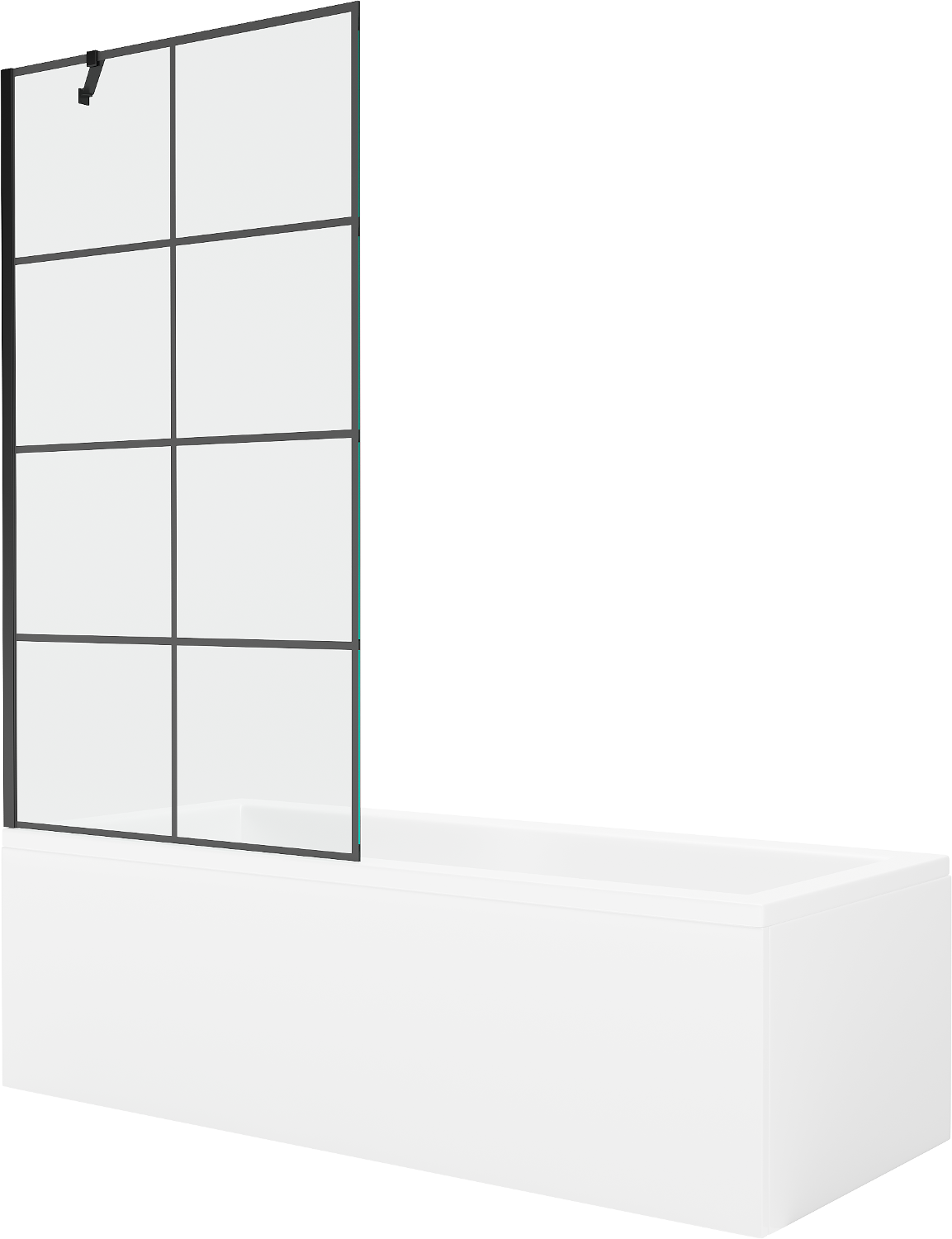 Mexen Cubik rechteckige Badewanne 150 x 70 cm mit Verkleidung und 1-flügliger Duschabtrennung 90 cm, Schwarzes Design - 55031507