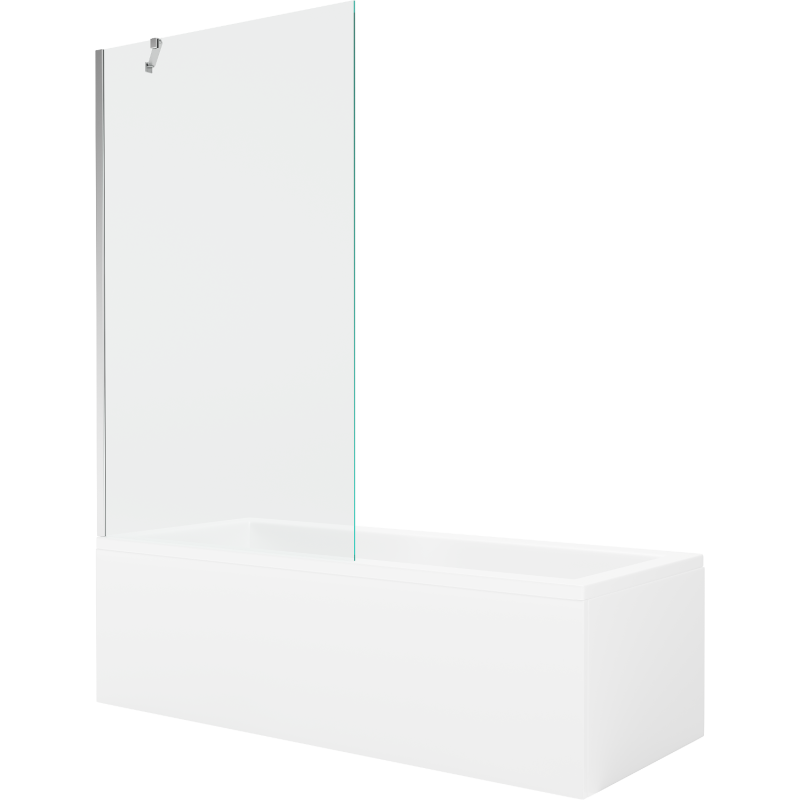 Mexen Cubik rechteckige Badewanne 150 x 70 cm mit Verkleidung und 1-flügliger Duschabtrennung 100 cm, transparent, chrom - 55031