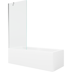 Mexen Cubik rechteckige Badewanne 160 x 70 cm mit Verkleidung und 1-flügliger Duschabtrennung 80 cm, transparent, chrom - 550316