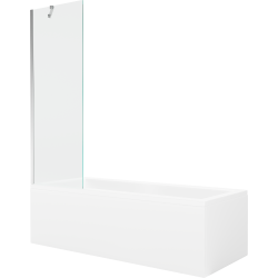 Mexen Cubik rechteckige Badewanne 170 x 70 cm mit Verkleidung und 1-flügliger Duschabtrennung 60 cm, transparent, chrom - 550317