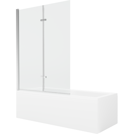 Mexen Cubik Rechteckige Badewanne 150 x 70 cm mit Verkleidung und 2-flügeliger Blende 120 cm, transparent, chrom - 550315070X921