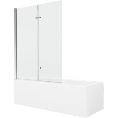 Mexen Cubik Rechteckige Badewanne 170 x 70 cm mit Verkleidung und 2-flügeliger Blende 120 cm, transparent, chrom - 550317070X921