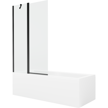 Mexen Cubik rechteckige Badewanne 150 x 70 cm mit Verkleidung und 1-flügliger Duschabtrennung 100 cm, transparent, Schwarz - 550