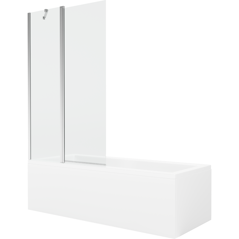 Mexen Cubik rechteckige Badewanne 160 x 70 cm mit Verkleidung und 1-flügliger Duschabtrennung 100 cm, transparent, chrom - 55031