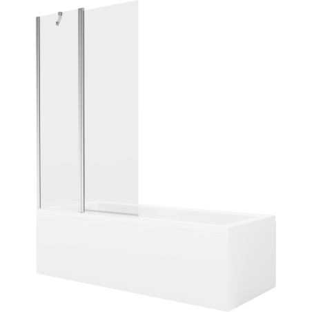 Mexen Cubik rechteckige Badewanne 160 x 70 cm mit Verkleidung und 1-flügliger Duschabtrennung 100 cm, transparent, chrom - 55031