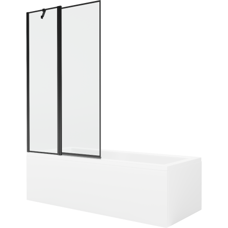 Mexen Cubik rechteckige Badewanne 170 x 70 cm mit Verkleidung und 1-flügliger Duschabtrennung 100 cm, Schwarzes Design - 5503170