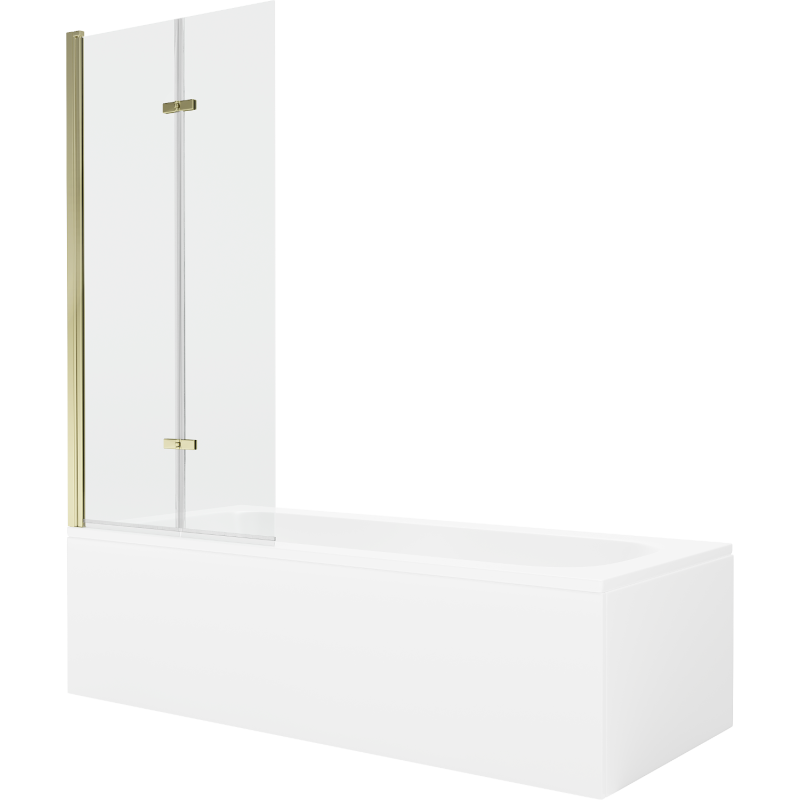 Mexen Vega Rechteckige Badewanne 150 x 70 cm mit Verkleidung und 2-flügeliger Blende 80 cm, transparent, gold - 550115070X920802