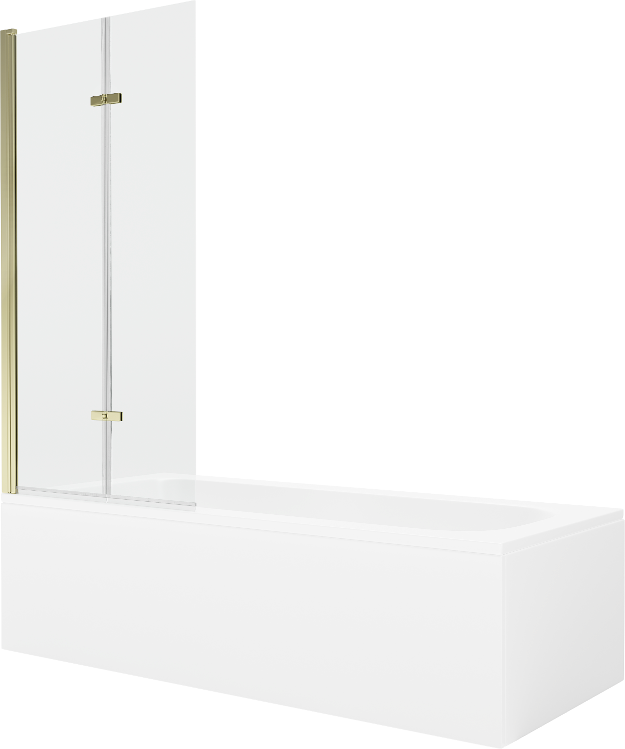 Mexen Vega Rechteckige Badewanne 150 x 70 cm mit Verkleidung und 2-flügeliger Blende 80 cm, transparent, gold - 550115070X920802