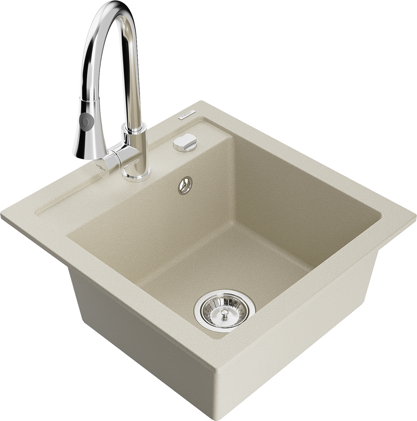 Mexen Vito 1-Becken-Granit-Spüle mit Mischbatterie Elia, Beige - 6503-69-670101-00