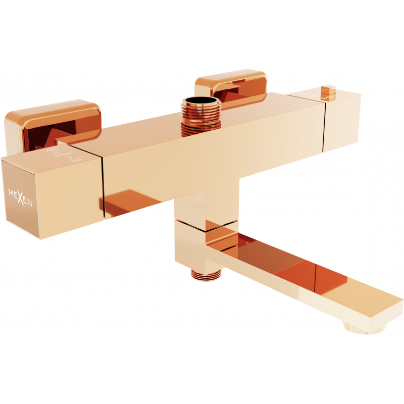 Mexen Cube Thermostat-Wannen-/Duschbatterie, Rosa Gold - 77910-60