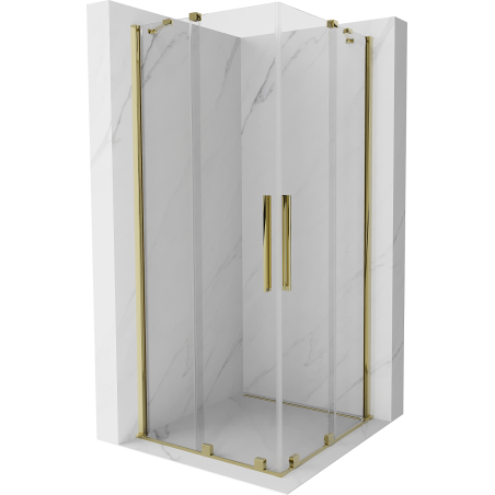 Mexen Velar Duo ausziehbare Duschabtrennung 80 x 80 cm, transparent, Gold - 871-080-080-02-50