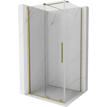 Mexen Velar ausziehbare Duschabtrennung 90 x 75 cm, transparent, Gold - 871-090-075-01-50