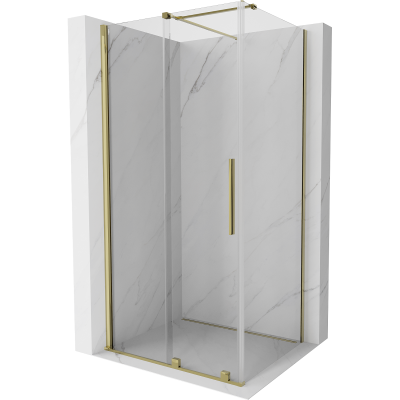 Mexen Velar ausziehbare Duschabtrennung 90 x 80 cm, transparent, Gold - 871-090-080-01-50