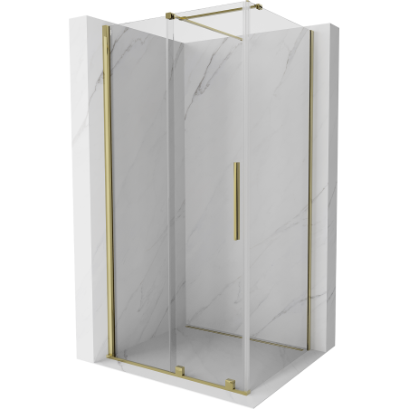 Mexen Velar ausziehbare Duschabtrennung 130 x 80 cm, transparent, Gold - 871-130-080-01-50