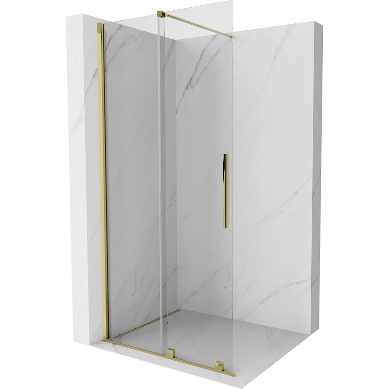 Mexen Velar Duschwand faltbar Walk-in 85 x 200 cm, transparent 8 mm, gold - 871-085-000-03-50