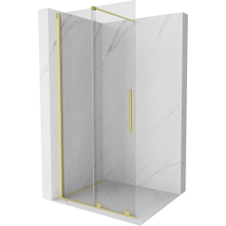 Mexen Velar Duschwand schiebbar Walk-in 90 x 200 cm, transparent 8 mm, gebürstetes Gold - 871-090-000-03-55