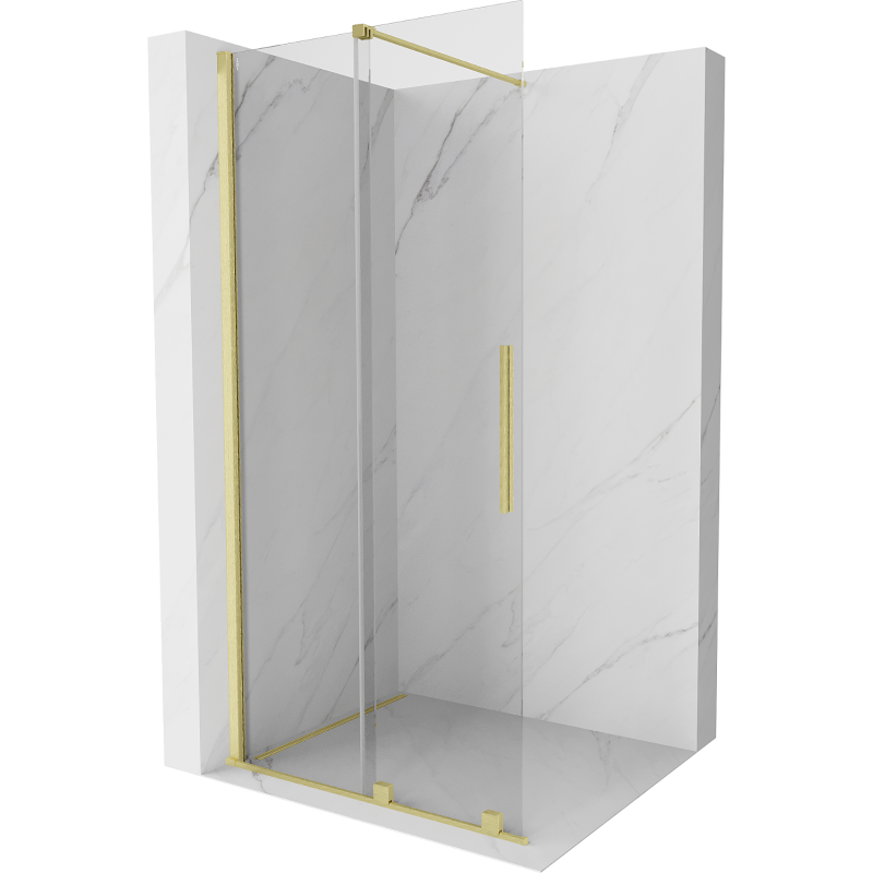 Mexen Velar Duschwand Walk-in 100 x 200 cm, transparent 8 mm, gebürstetes Gold