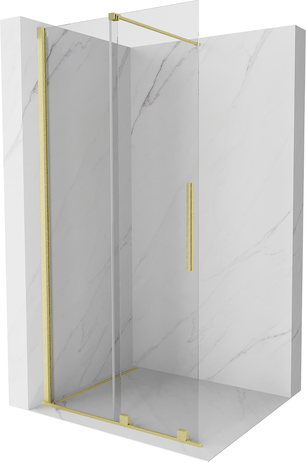 Mexen Velar Duschwand Walk-in 100 x 200 cm, transparent 8 mm, gebürstetes Gold