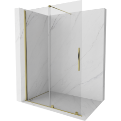 Mexen Velar Duschwand anpassbar Walk-in 130 x 200 cm, transparent 8 mm, gold - 871-130-000-03-50