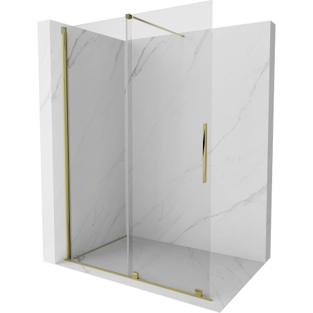 Mexen Velar Duschwand anpassbar Walk-in 130 x 200 cm, transparent 8 mm, gold - 871-130-000-03-50