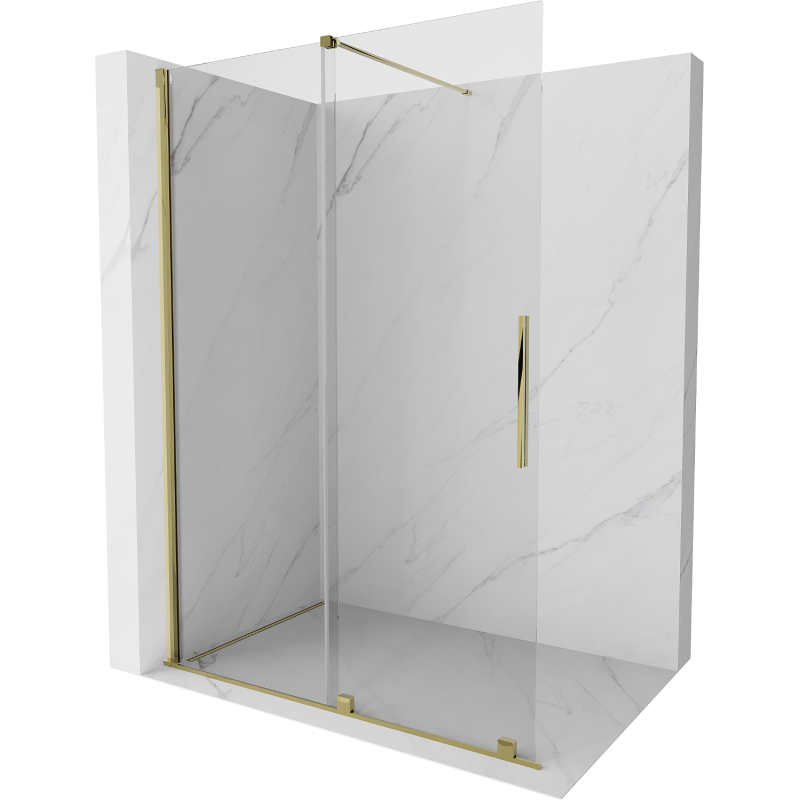 Mexen Velar Duschwand Walk-in 140 x 200 cm, transparent 8 mm, gold - 871-140-000-03-50