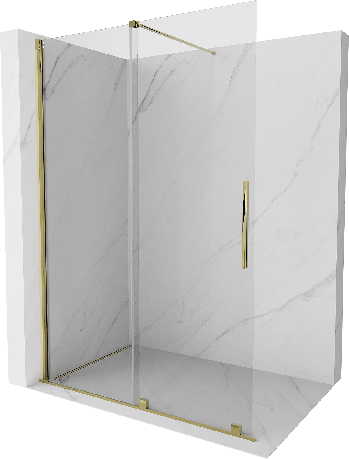 Mexen Velar Duschwand Walk-in 140 x 200 cm, transparent 8 mm, gold - 871-140-000-03-50