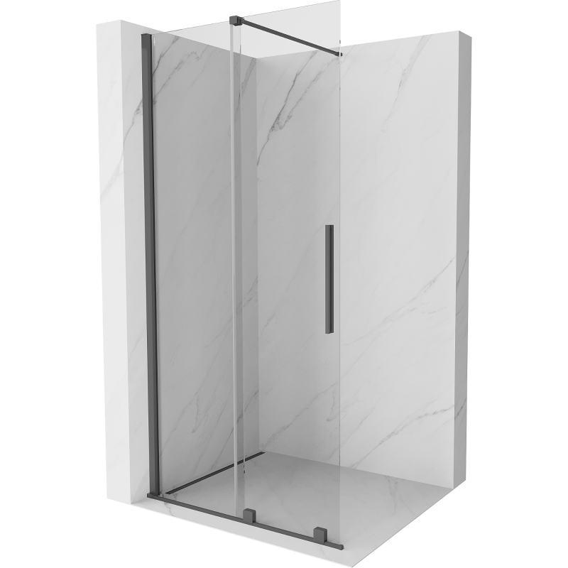 Mexen Velar Walk-in-Duschwand 80 x 200 cm, transparent 8 mm, gebürstet in gun gray