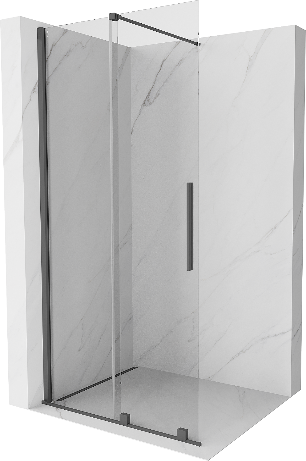 Mexen Velar Walk-in-Duschwand 80 x 200 cm, transparent 8 mm, gebürstet in gun gray