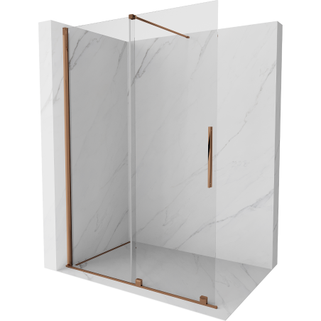 Mexen Velar Duschwand schwenkbar Walk-in 130 x 200 cm, transparent 8 mm, roségold - 871-130-000-03-60